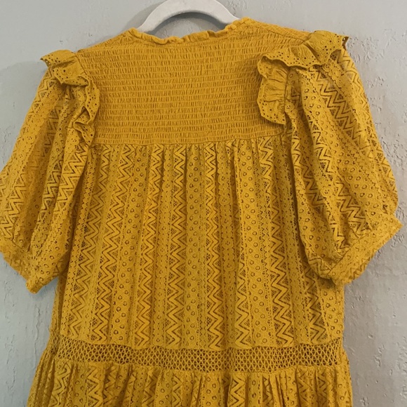 Mango Bohemian Tiered Smock Dress in Mustard - Picture 11 of 13